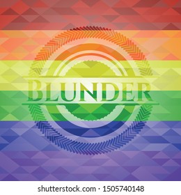 Blunder on mosaic background with the colors of the LGBT flag