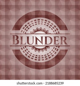 Blunder red badge with geometric background. Seamless. 