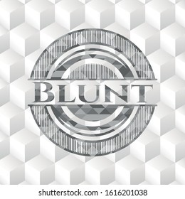 Blunt realistic grey emblem with cube white background