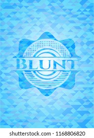 Blunt sky blue emblem with triangle mosaic background