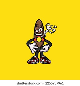 blunt vector making joint and smoking nug weed cartoon