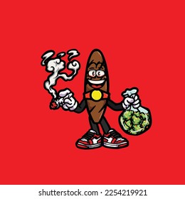 blunt vector smoking joint hold nug weed cartoon