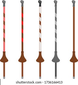 A blunted knight's tournament lance. A set of vector copies on a white isolated background.