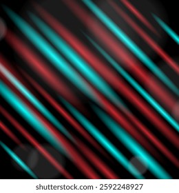 Blur abstract red and blue laser beams. Futuristic dynamic vector illustration. Graphic template for digital design