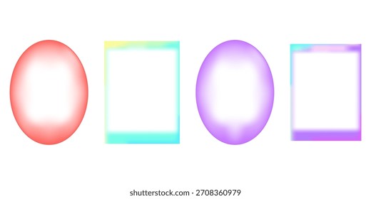 Borde de fluido de aurora borrosa, marco. Efecto líquido suave vibrante Y2k. Flujo de neón, gradación de color. Mezcla de malla con luz de neón suave holográfica
