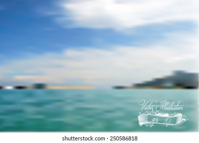 Blur background. Abstract defocused sea vector illustration.