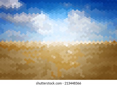 Blur background with blue sky over the steppe