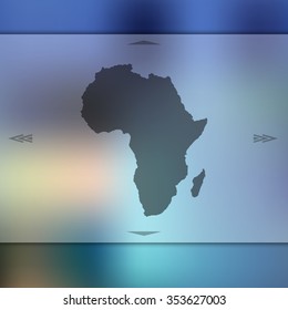 blur background with silhouette of africa map yellow sunset african sun