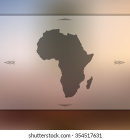 blur background with silhouette of africa map yellow sunset african sun