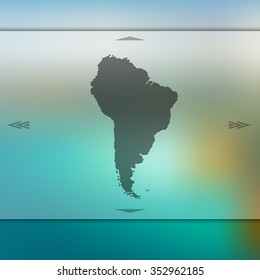 blur background with silhouette of south america map green