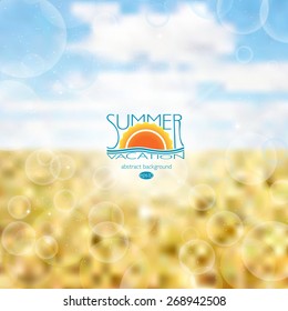 Blur the background . Summer, heat, rest. Abstract bright background. Wheat field under a blue sky. Golden wheat field.