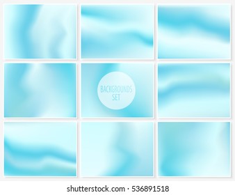 Blur backgrounds set. Elegant pastel smooth colors. Watercolor effect abstract wallpapers. Vector illustrations collection for card templates, posters, printed products or web design.