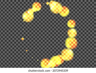 Blur Ball Background Transparent Vector. Bokeh Twinkle Card. Festive Design. Golden Dot Summer Texture. Yellow Warm.