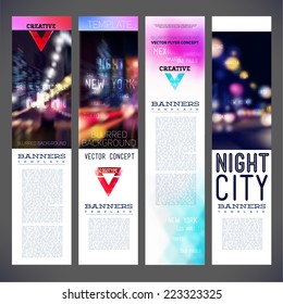 Blur banners night city vector template design, flyer,brochure,element, page, leaflet, with  logo and text separately for you.