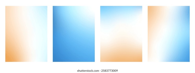 Blur beach gradient background . Gradation blue and orange beige background. Abstract backdrop sea water and sand. Ocean exotic wave. Vector tropical summer calm cover illustration.