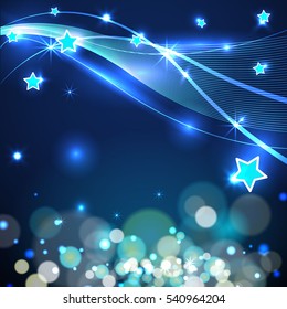 blur blue background with lights and stars