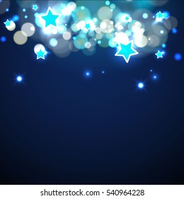 blur blue background with lights and stars