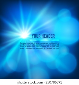 Blur blue gradient background of bright glow perspective with lighting circles with space place for your text. Graphic image template. Abstract vector Illustration eps 10 for your business brochure 