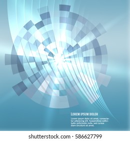 Blur blue gradient background of bright perspective with glow light circle dart target success topic square. Graphic image template. Abstract vector Illustration eps 10 for presentation, brochure page