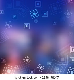 Blur in blue tones and colored spots. Transparent chaotic squares, light geometric shapes. Excellent as a background for the production of any printed product, advertising, or other design.
