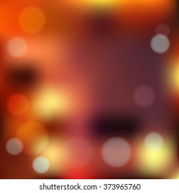 Blur bokeh background wallpaper orange yellow light color. Vector illustration. 