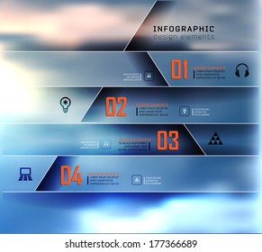 Blur business step transparent and shadows options banner. Vector illustration. can be used for , diagram, number options, step up options, web template, infographics. Blur, shadows background