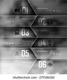 Blur business step transparent and shadows options banner. Vector illustration. can be used for , diagram, number options, step up options, web template, infographics. Blur, shadows background