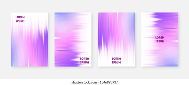 Blur color abstract cover set. Pastel blurry lines. Wet paper