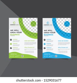 Blur Color Flyer Design, Green Color, Brochure template design. Corporate business annual report, catalog, magazine, flyers. Creative Vector Flyers Design