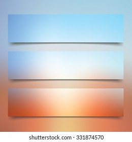 Blur color nature banner set  on gradient background. Vector illustration