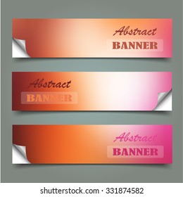 Blur color nature banner set  on gradient background. Vector illustration
