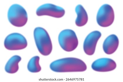 Blur colorful gradient organic blob shapes on white background