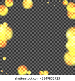 Blur Confetti Background Transparent Vector. Bokeh Noise Texture. Stardust Design. Yellow Spot Strass Template. Orange Bright.