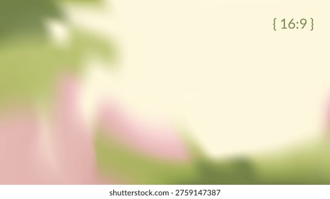 Blur corner frame with spring flower. Soft border background with gentle plants gradient. Summer floral soft beige, pink and green colors backdrop with space for text. Vector trendy gentle blurred bg.