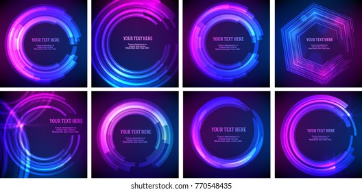 Blur dark gradient background of bright glow perspective with lighting circles with space place for your text. Graphic image template. Abstract vector Illustration eps 10 for your business brochure