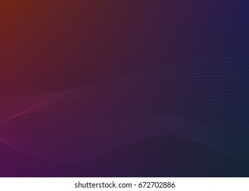 Blur dark gradient background of fantasy multiple colored with Wave of many lines created using the Blend Tool & space place for your text. Creative art wallpaper. Abstract vector Illustration eps 10