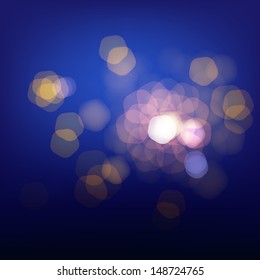 blur defocused bokeh light abstract blue background  vector illustration shiny design 