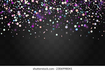Blur Dot Happy Vector Transparent Background. Glitch FallingFestive Polka Illustration. Fun Texture. Holographic Carnaval Card.