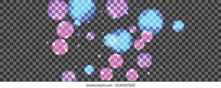 Vetor Transparente De Plano De Fundo De Desfoque. Ilustração de papel de parede de ponto. Modelo de verão. Cartão de Aniversário Bokeh Roxo. Brilho Rosa.