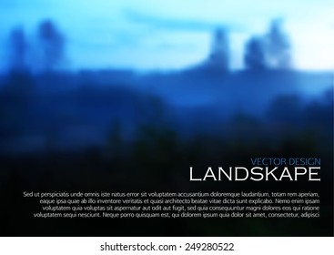 Blur forest landscape background. Vector illustration