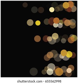 Blur gold vector confetti in different opacity falling down. Christmas, new year, mystic design. Luxury VIP premium background, golden glitter, bokeh sparkles, celebration or defocussed street lights.