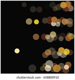Blur gold vector confetti in different opacity falling down. Christmas, new year, mystic design. Luxury VIP premium background, golden glitter, bokeh sparkles, celebration or defocused street lights.
