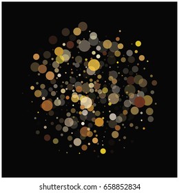 Blur gold vector confetti in different opacity falling down. Christmas, new year, mystic design. Luxury VIP premium background, golden glitter, bokeh sparkles, celebration or defocussed street lights.