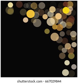 Blur gold vector confetti in different opacity falling down. Christmas, new year, mystic design. Luxury VIP premium background, golden glitter, bokeh sparkles, celebration or defocussed street lights.