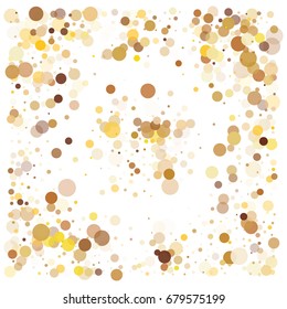 Blur gold vector confetti in different opacity falling down. Christmas, new year, mystic design. Luxury VIP premium background, golden glitter, bokeh sparkles, celebration or defocussed street lights.