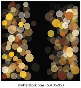 Blur gold vector confetti in different opacity falling down. Christmas, new year, mystic design. Luxury VIP premium background, golden glitter, bokeh sparkles, celebration or defocussed street lights.