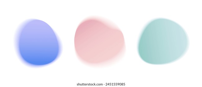 Blur gradient blob shapes set vector illustration. Gradation soft color abstract stains. Trendy design abstract elements.