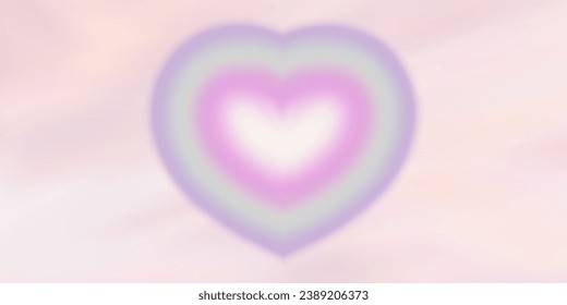 Desenfoque gradiente de túnel de fondo del corazón y2k. Gradiente estético con forma de corazón para el día de las San Valentín de fondo. Ilustración del vector