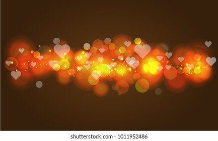 Blur heart bokeh for Valentines day holiday background. Luxury white light-colored.