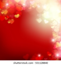 Blur heart on red abstract background vector illustration EPS 10